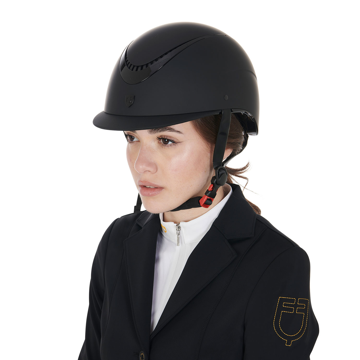 Unisex jezdecká helma Equestro s lesklým rámem EN 1384:2023