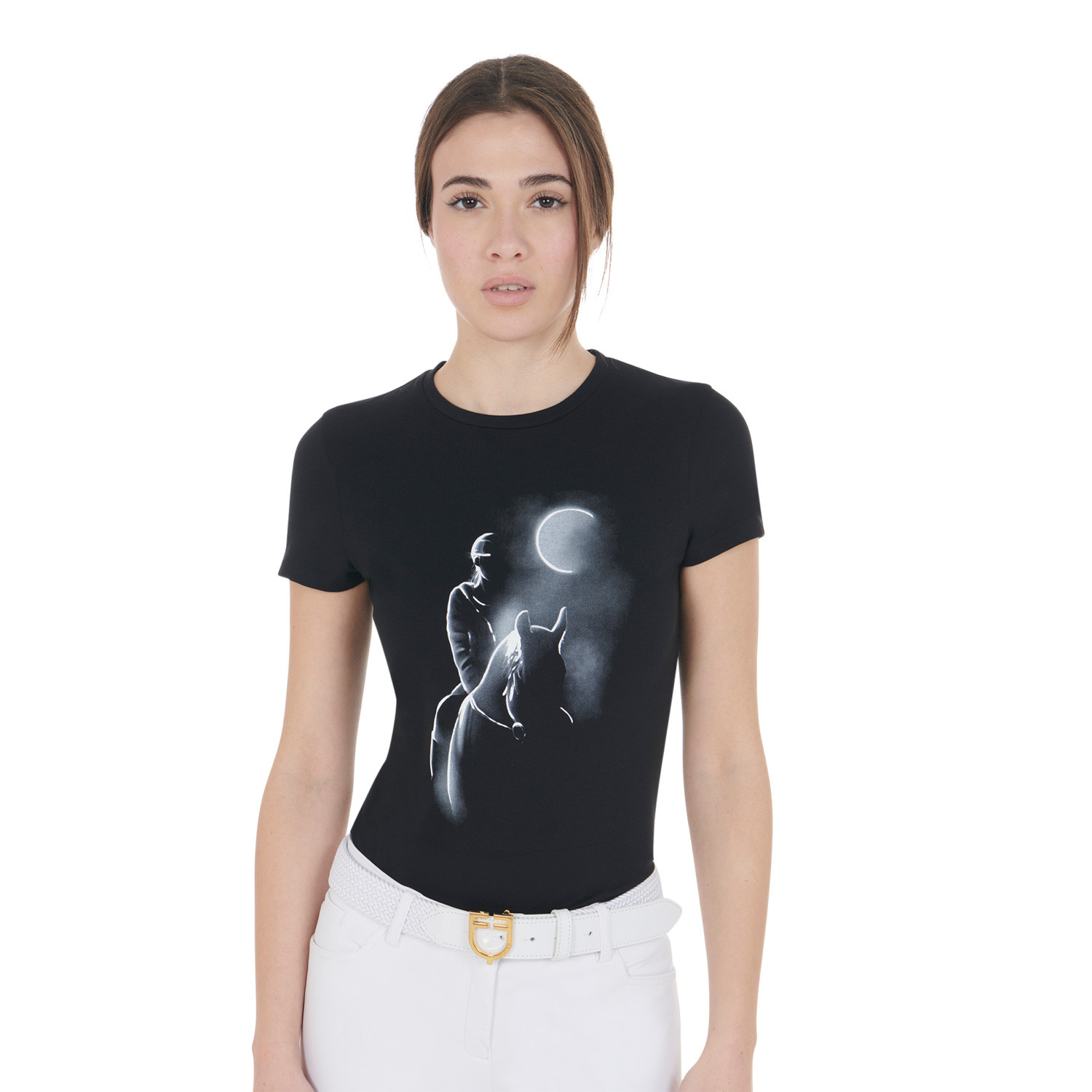 Women's slim fit T-shirt moonlight print