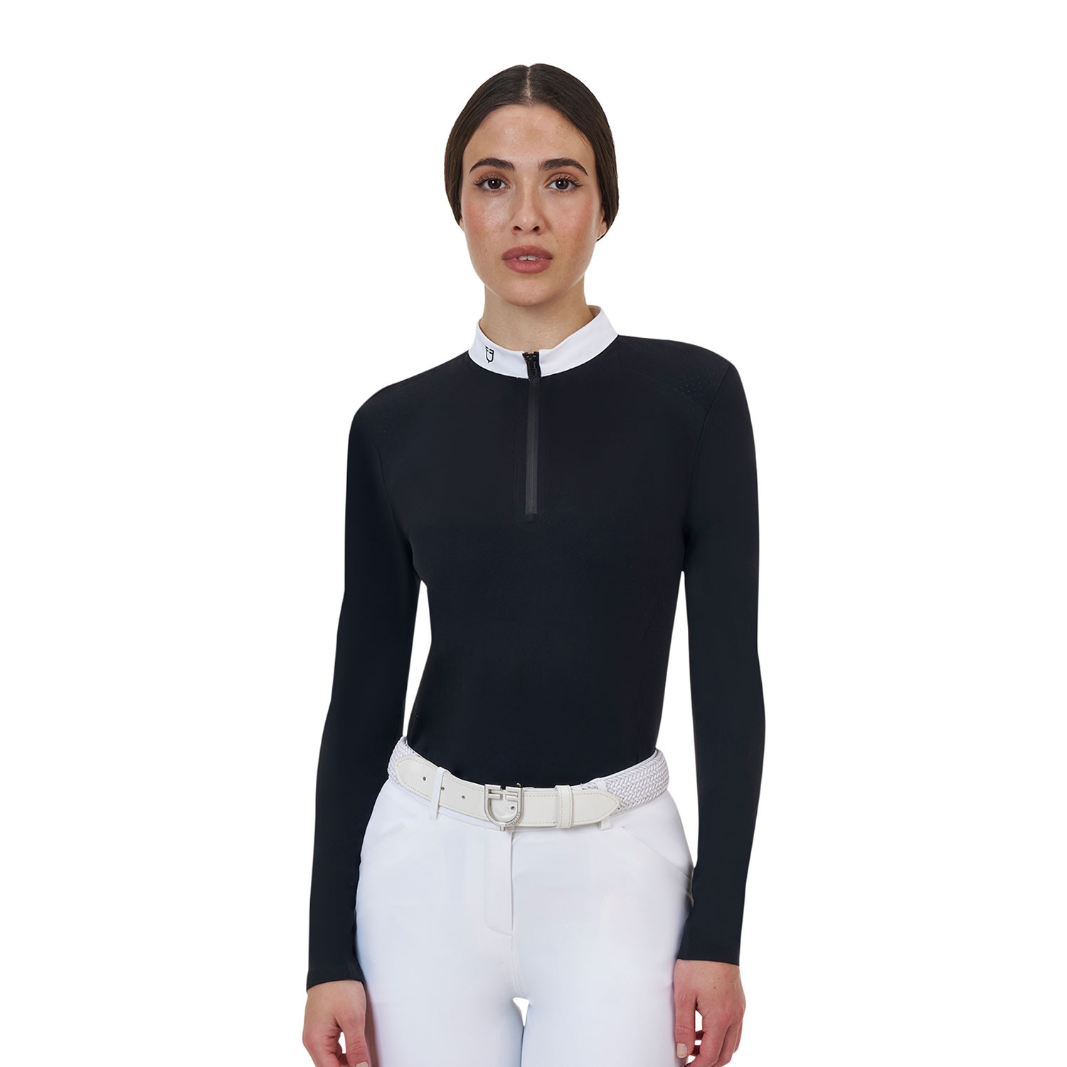 Equestro Ridertechnology women's competition polo shirt long sleeves and zip