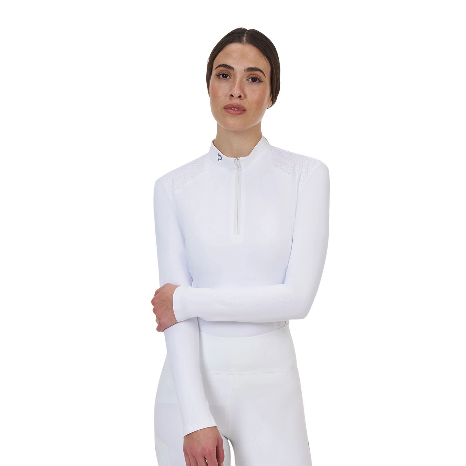Equestro Ridertechnology dames wedstrijdpoloshirt lange mouwen en rits