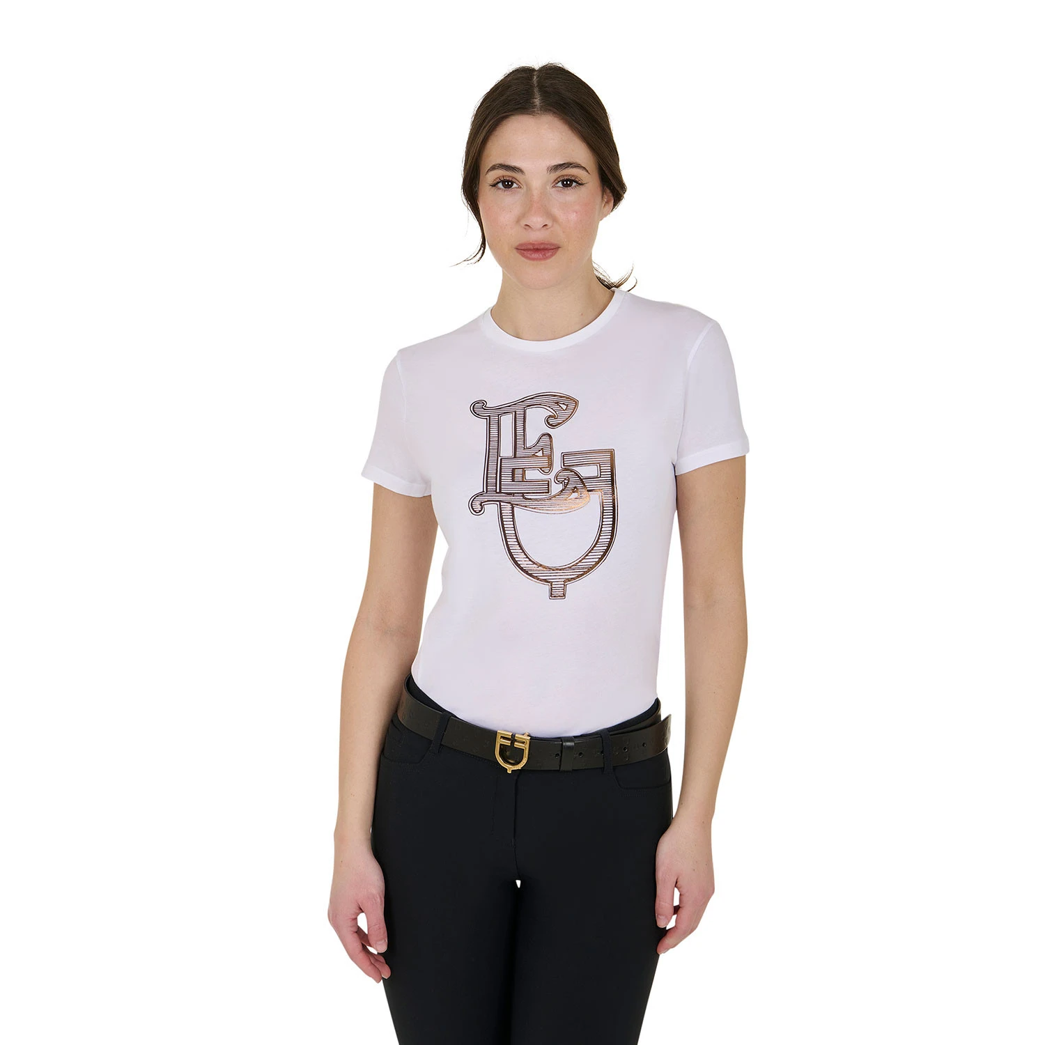 Damen-EQ-Monogramm-T-Shirt aus Baumwolle