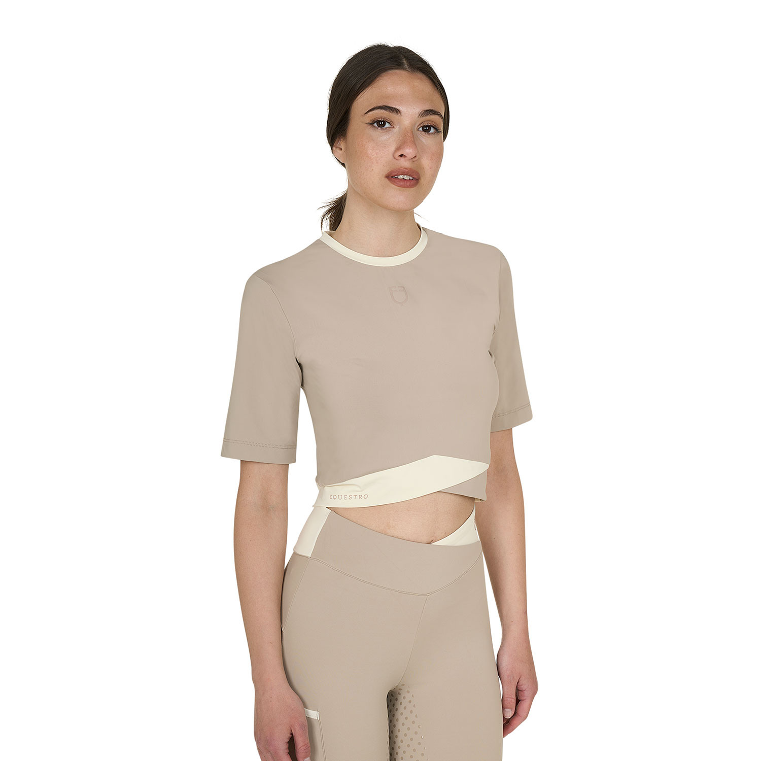 Women's cropped T-shirt in technical fabric