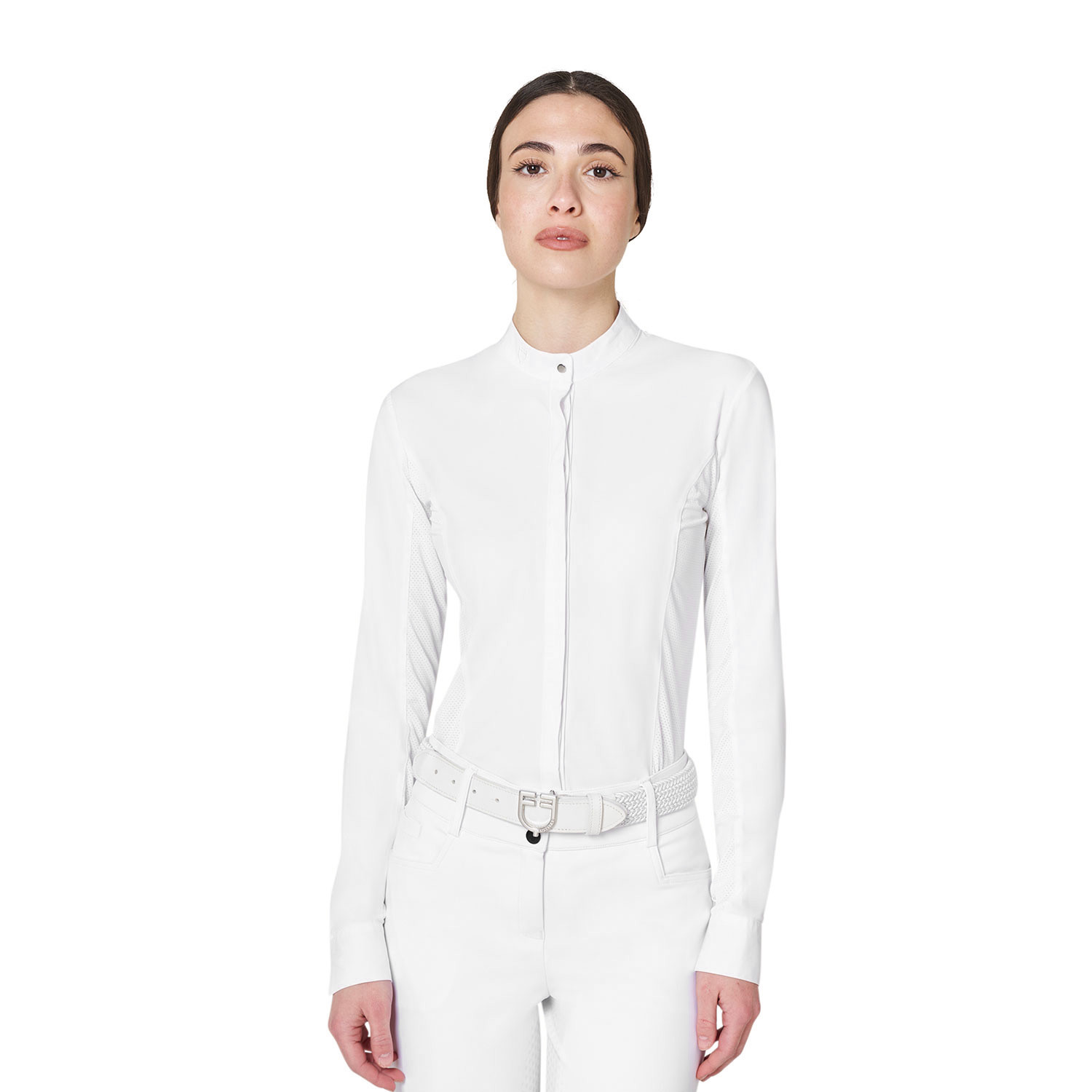 Women’s competition polo with shirt collar and mesh inserts