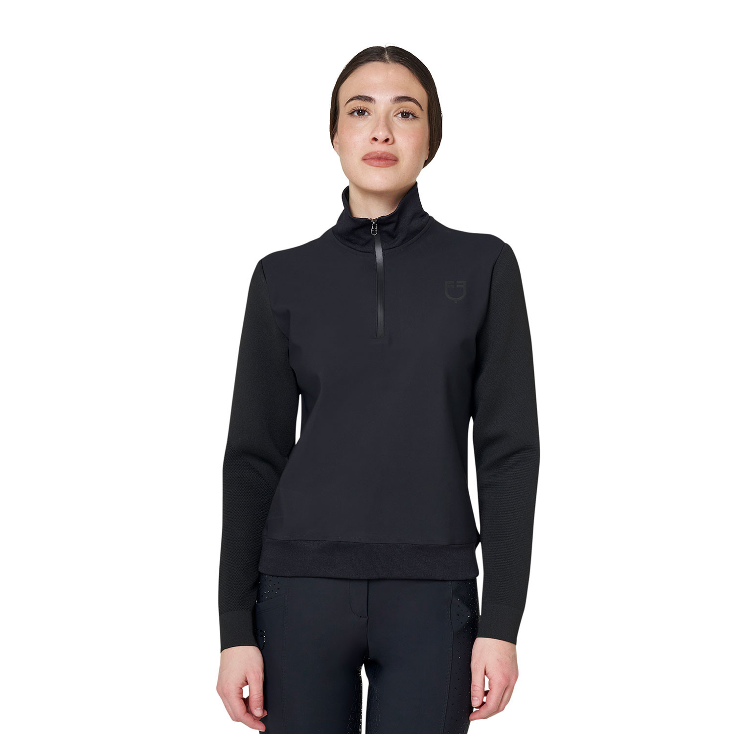 Women's technical high collar sweatshirt with 3/4 zip