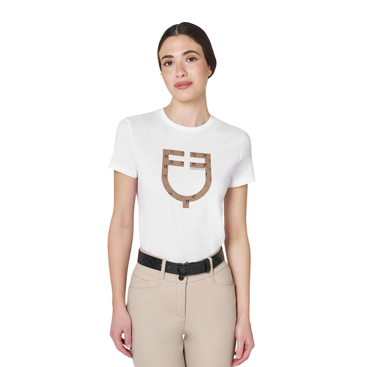 Women's T-shirt with velvet-effect monogram logo