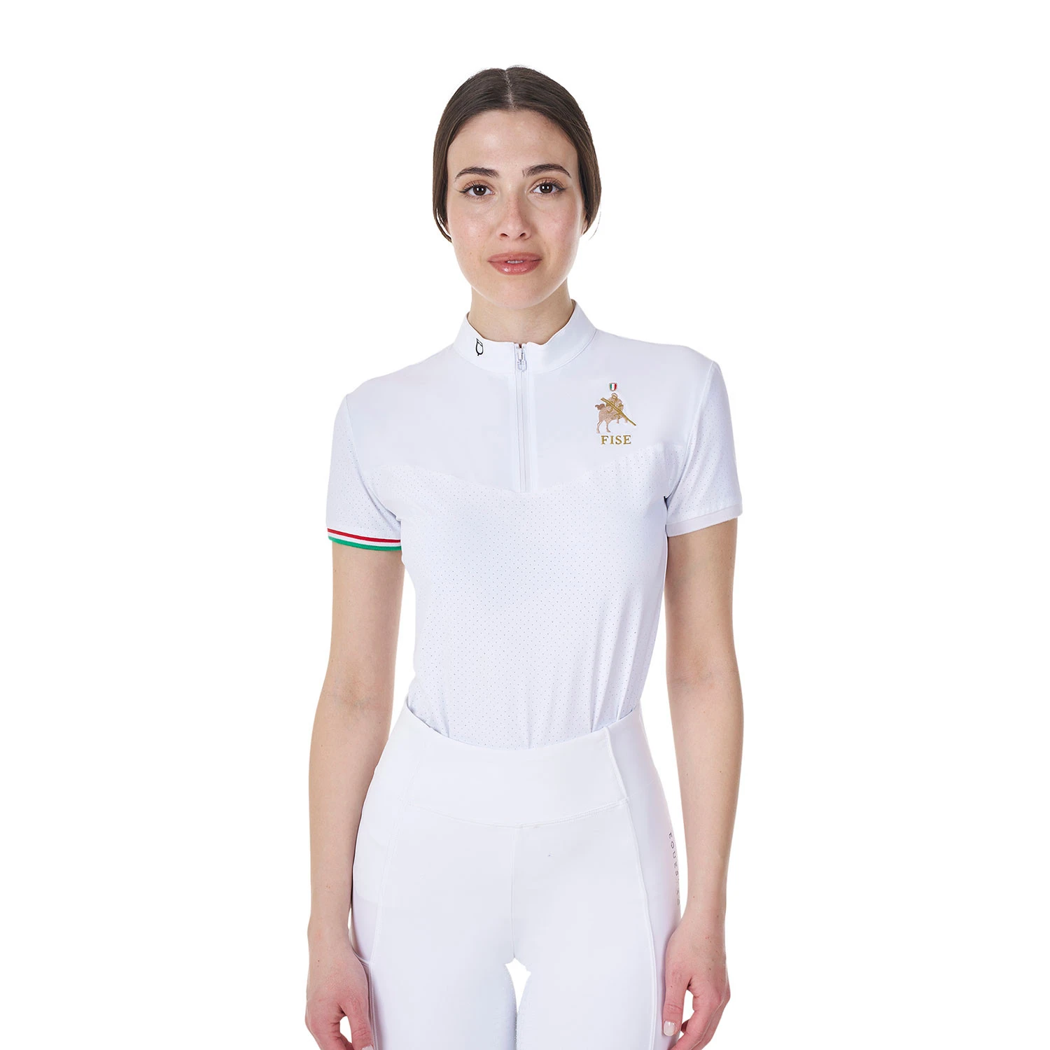 Damen Stretch Wettkampf-Poloshirt Equestro X FISE