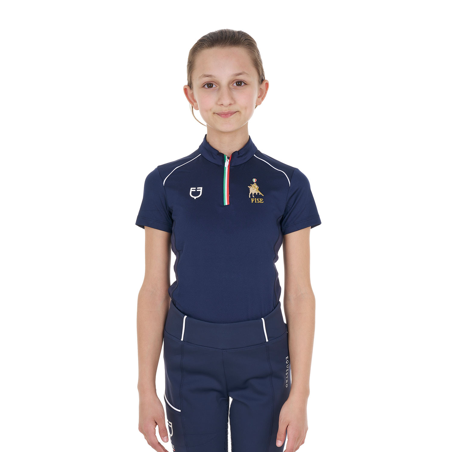 Dětské unisex technické jezdecké tričko Equestro X FISE
