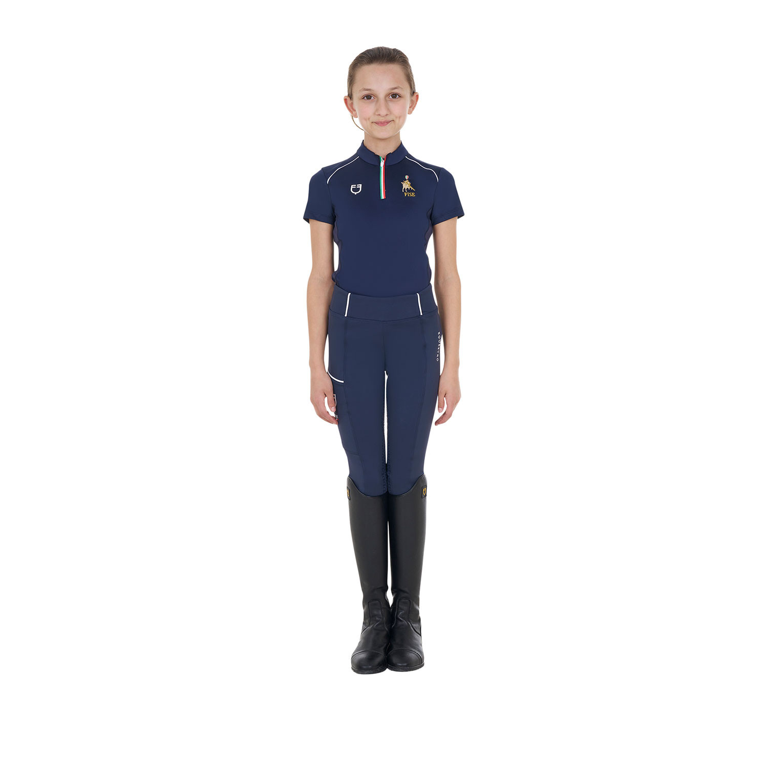 Dětské unisex technické jezdecké tričko Equestro X FISE