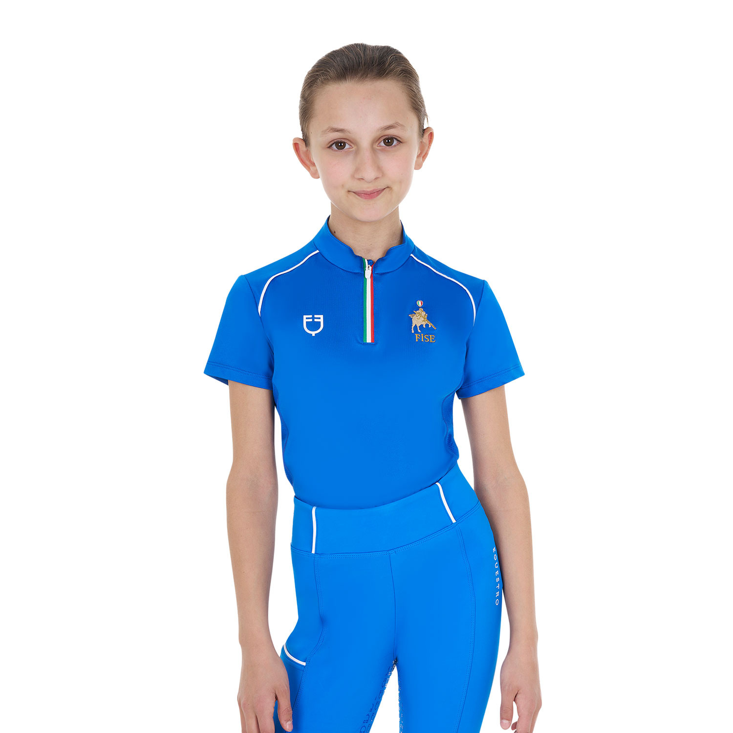 Dětské unisex technické jezdecké tričko Equestro X FISE