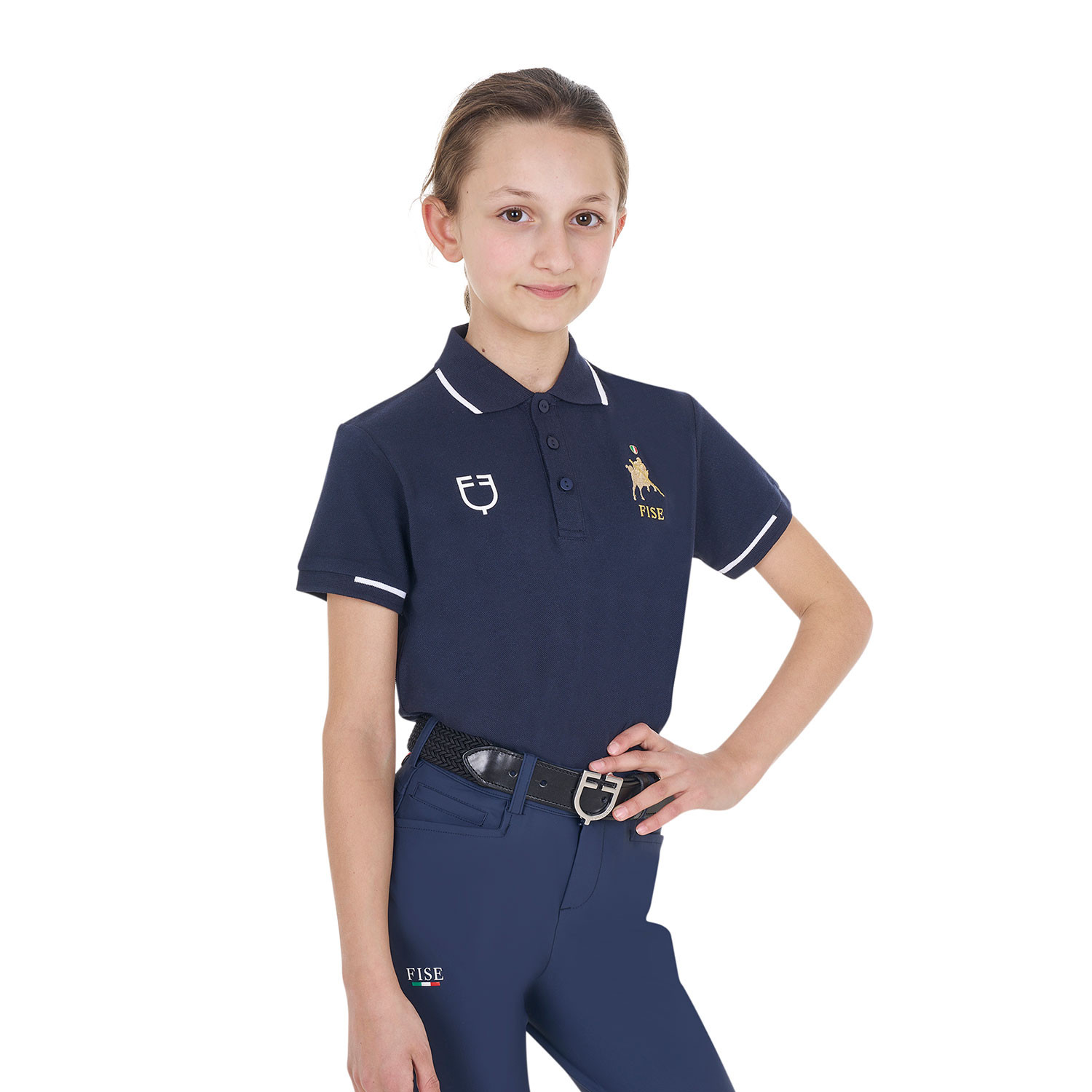 Dětské unisex technické polo Equestro X FISE