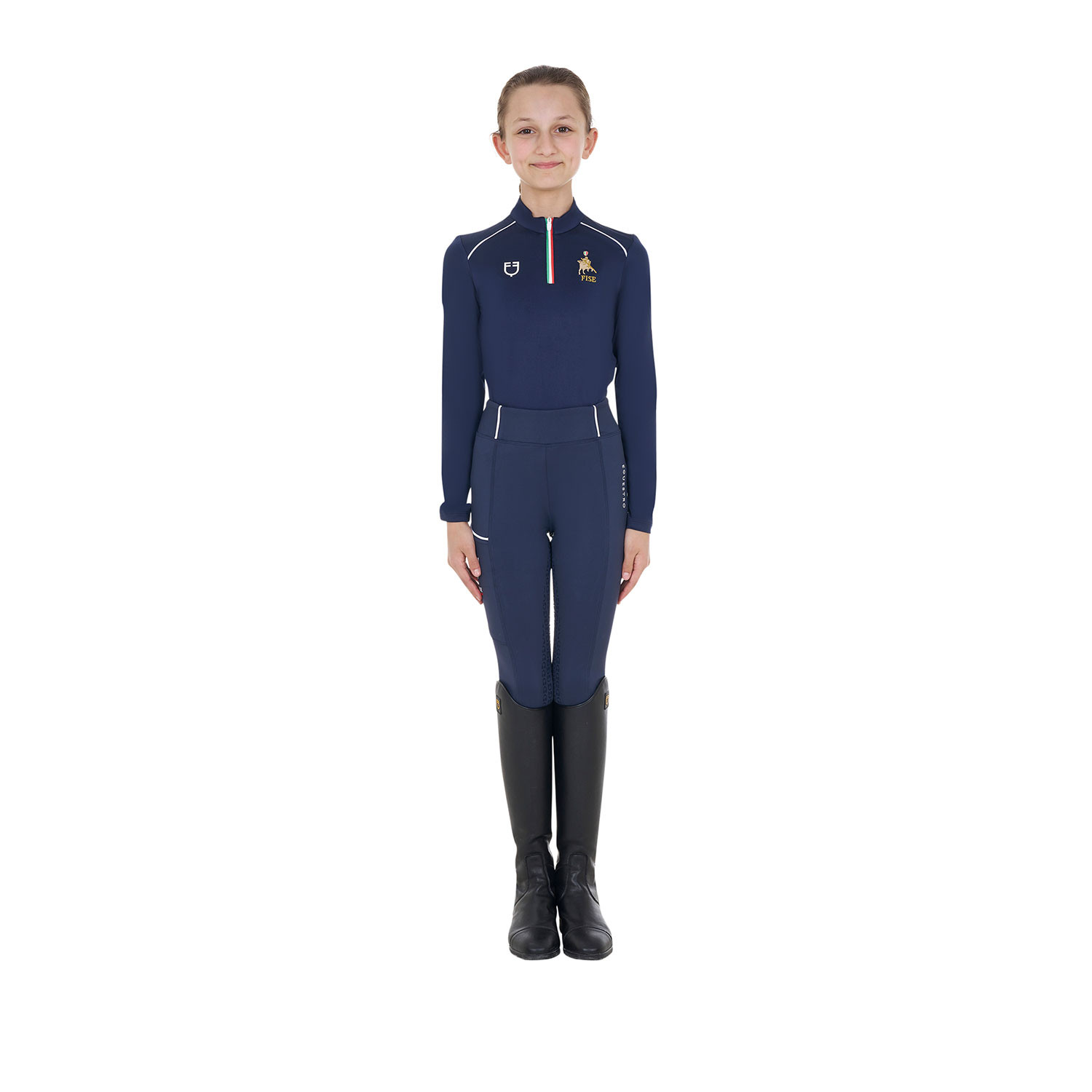 Dětské unisex funkční tričko Equestro X FISE s dlouhým rukávem