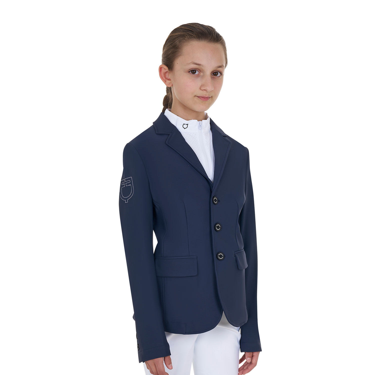 Dětské unisex závodní sako Equestro X FISE se třemi knoflíky