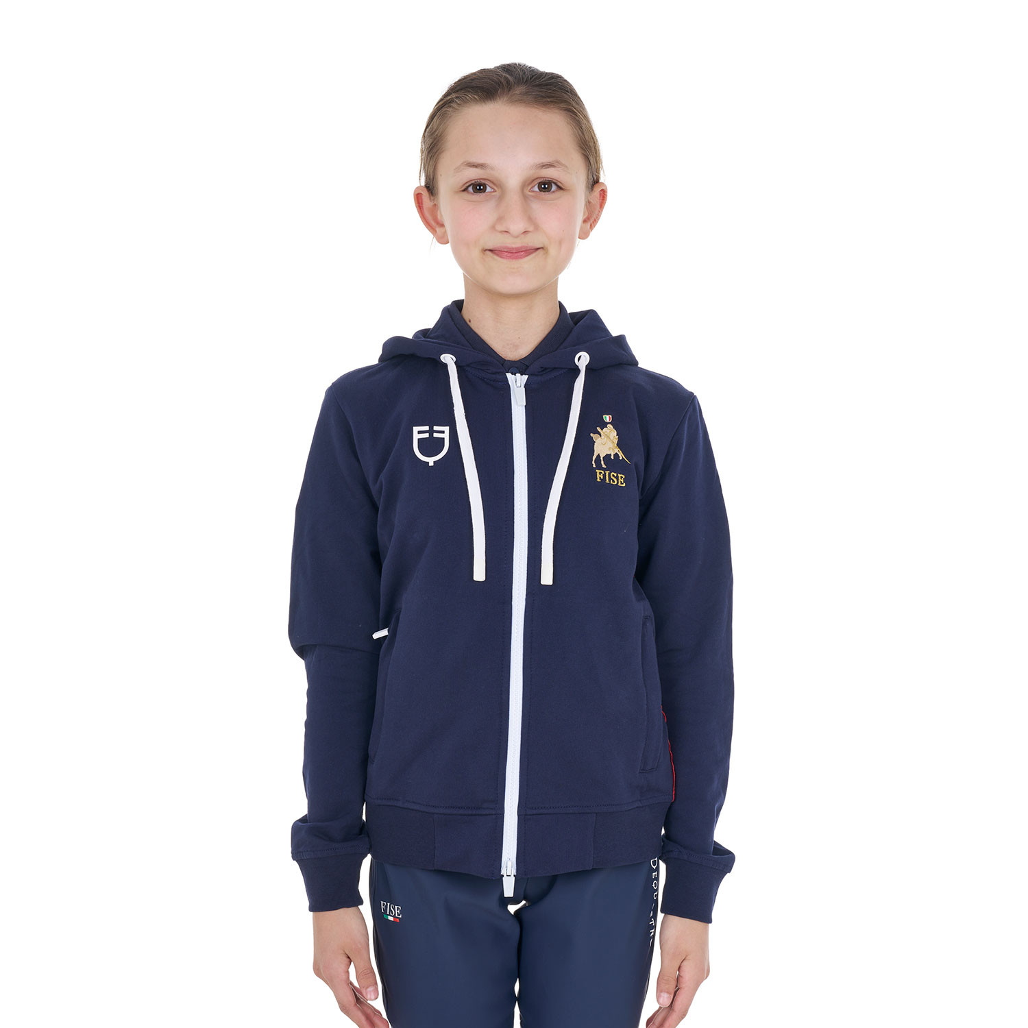 Dětská unisex fleecová mikina Equestro X FISE s kapucí