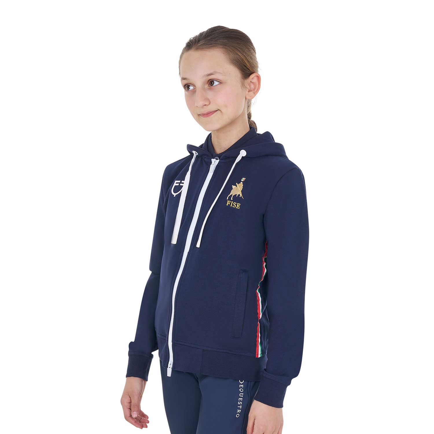 Dětská unisex fleecová mikina Equestro X FISE s kapucí
