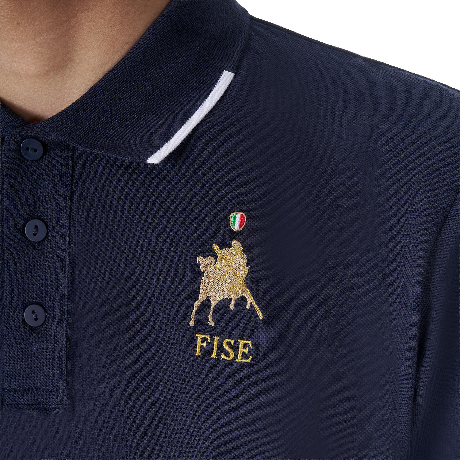 Pánské technické jezdecké polo Equestro X FISE se třemi knoflíky