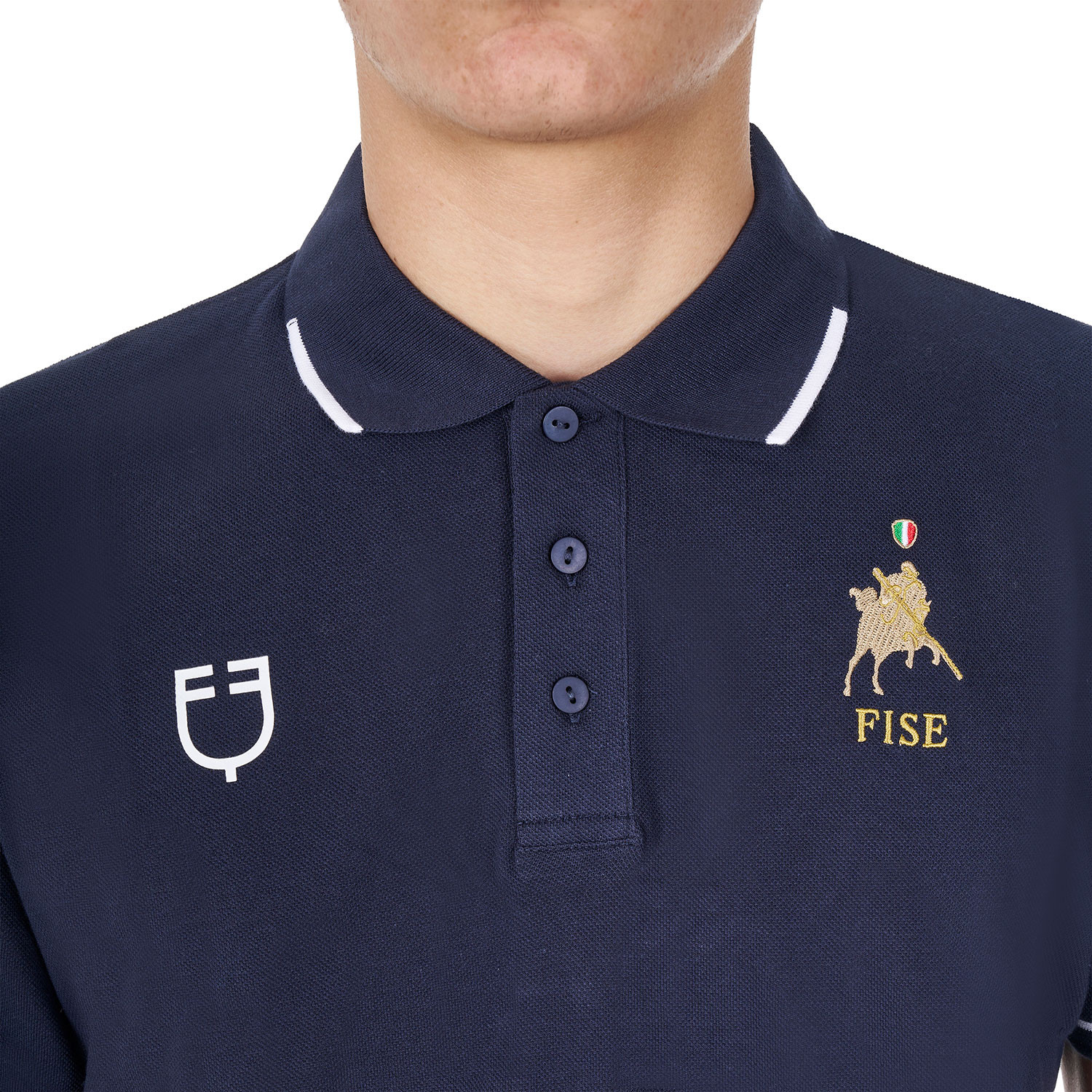 Pánské technické jezdecké polo Equestro X FISE se třemi knoflíky