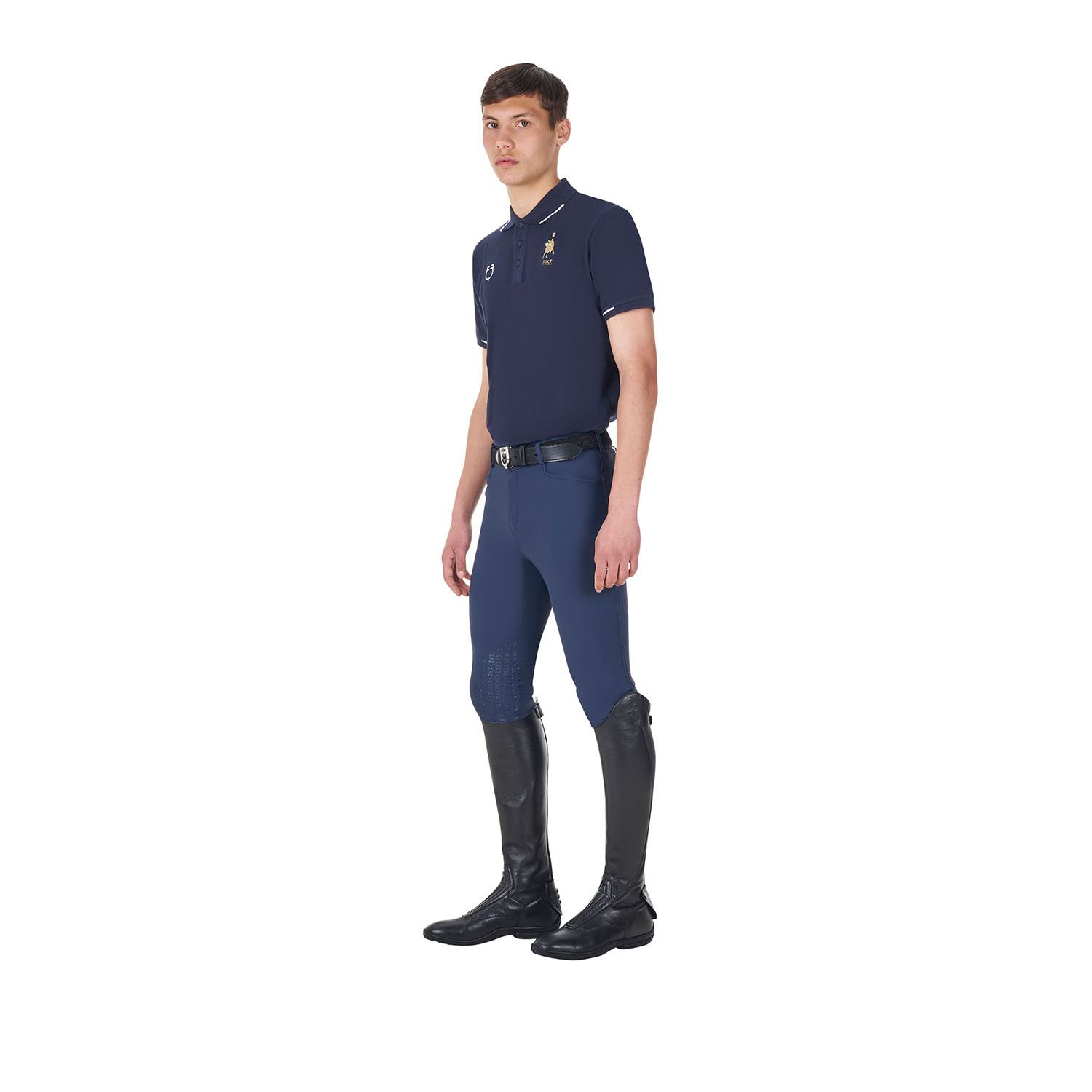 Pánské technické jezdecké polo Equestro X FISE se třemi knoflíky
