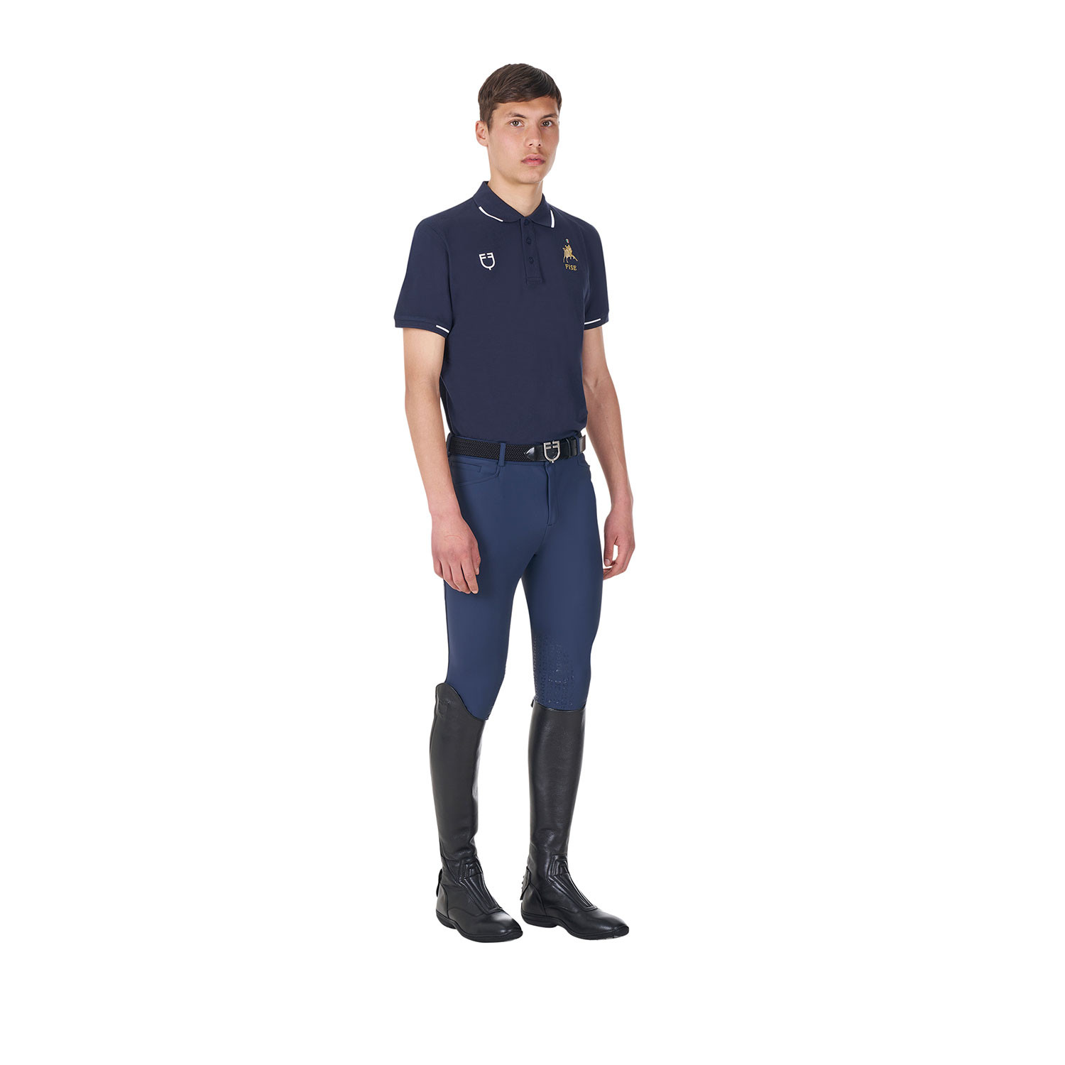 Pánské technické jezdecké polo Equestro X FISE se třemi knoflíky