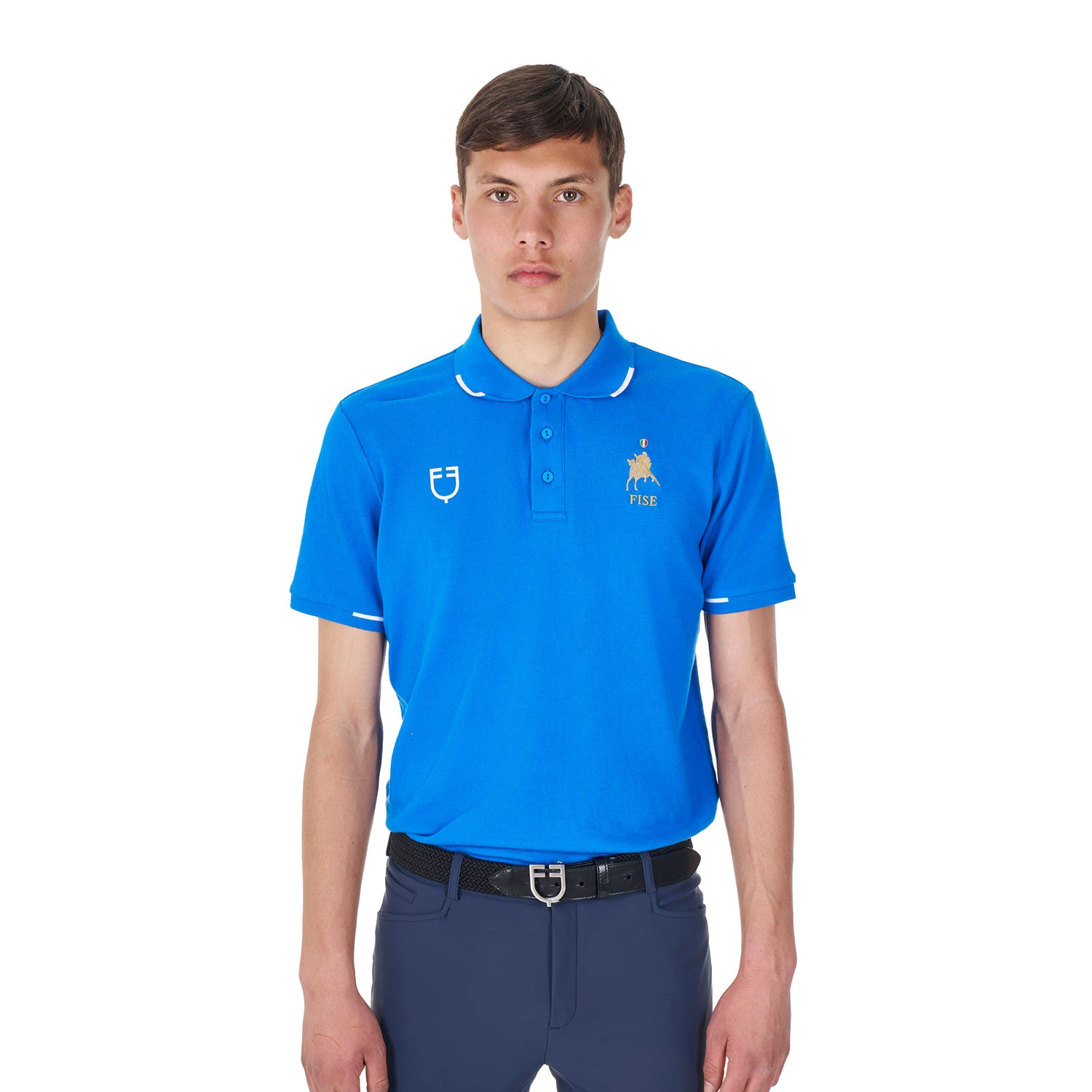 Herren-Trainingspolo mit drei Knöpfen Equestro X FISE