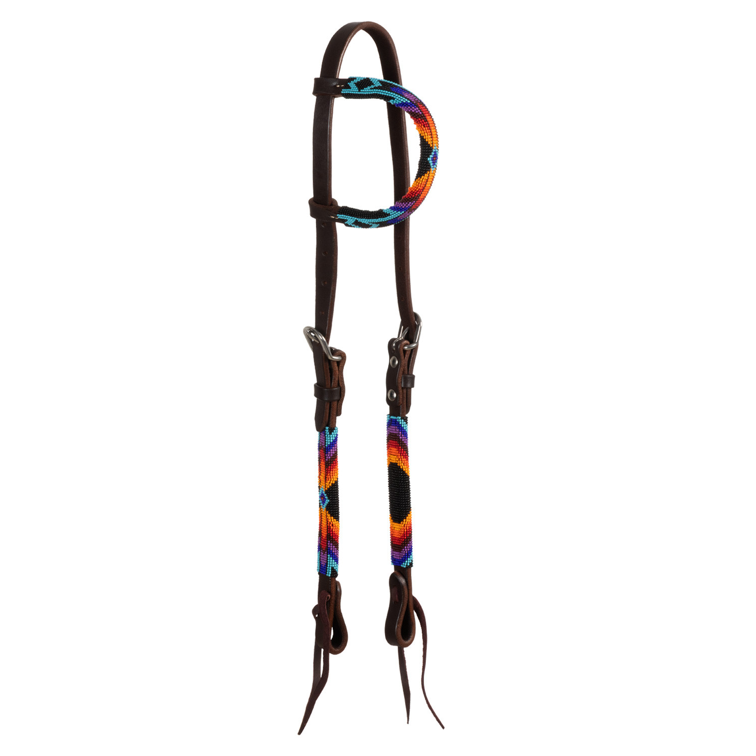 Western bridle with beads and Serape oiling, one-ear style