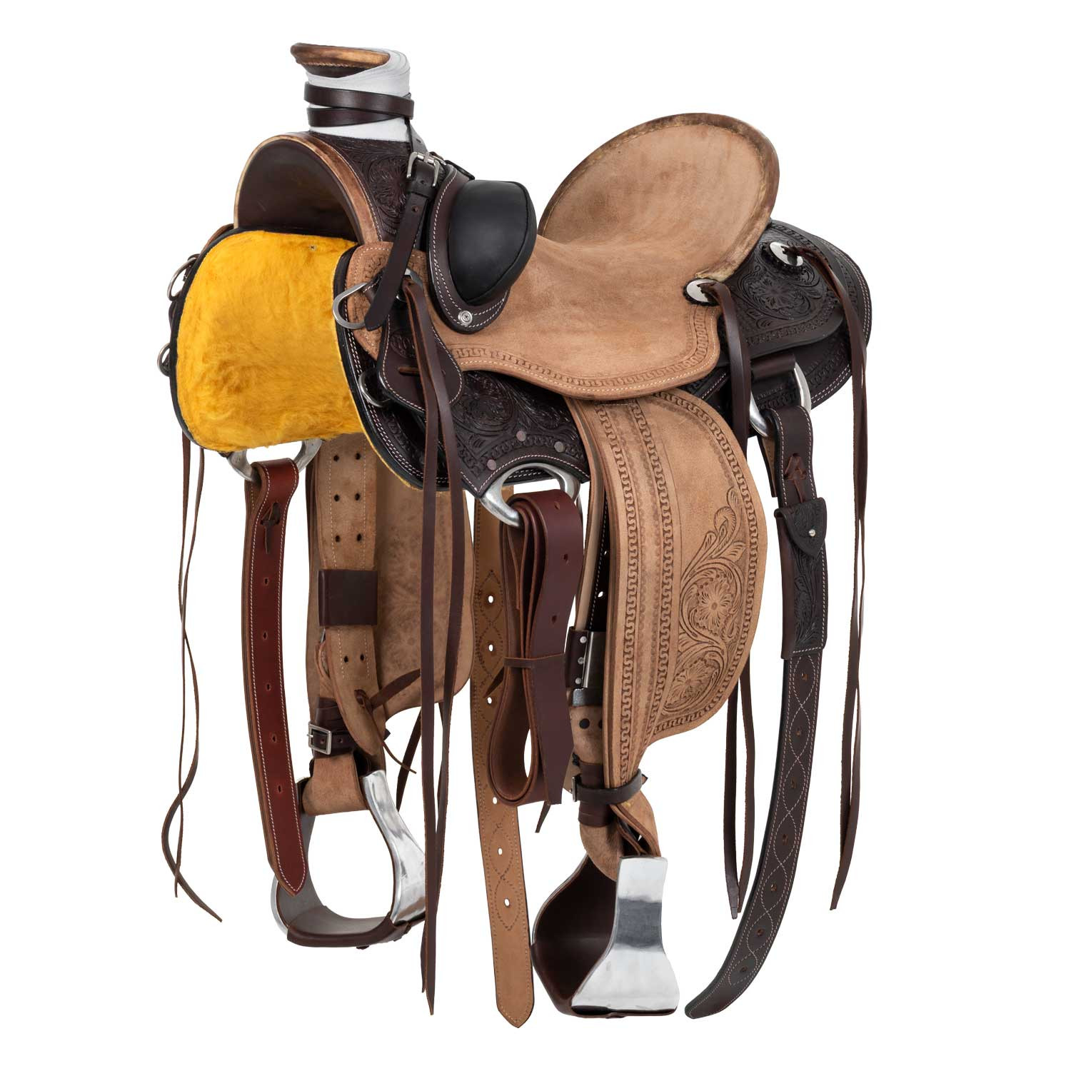 Western Wade Rach Flower Tooling Reverse Saddle