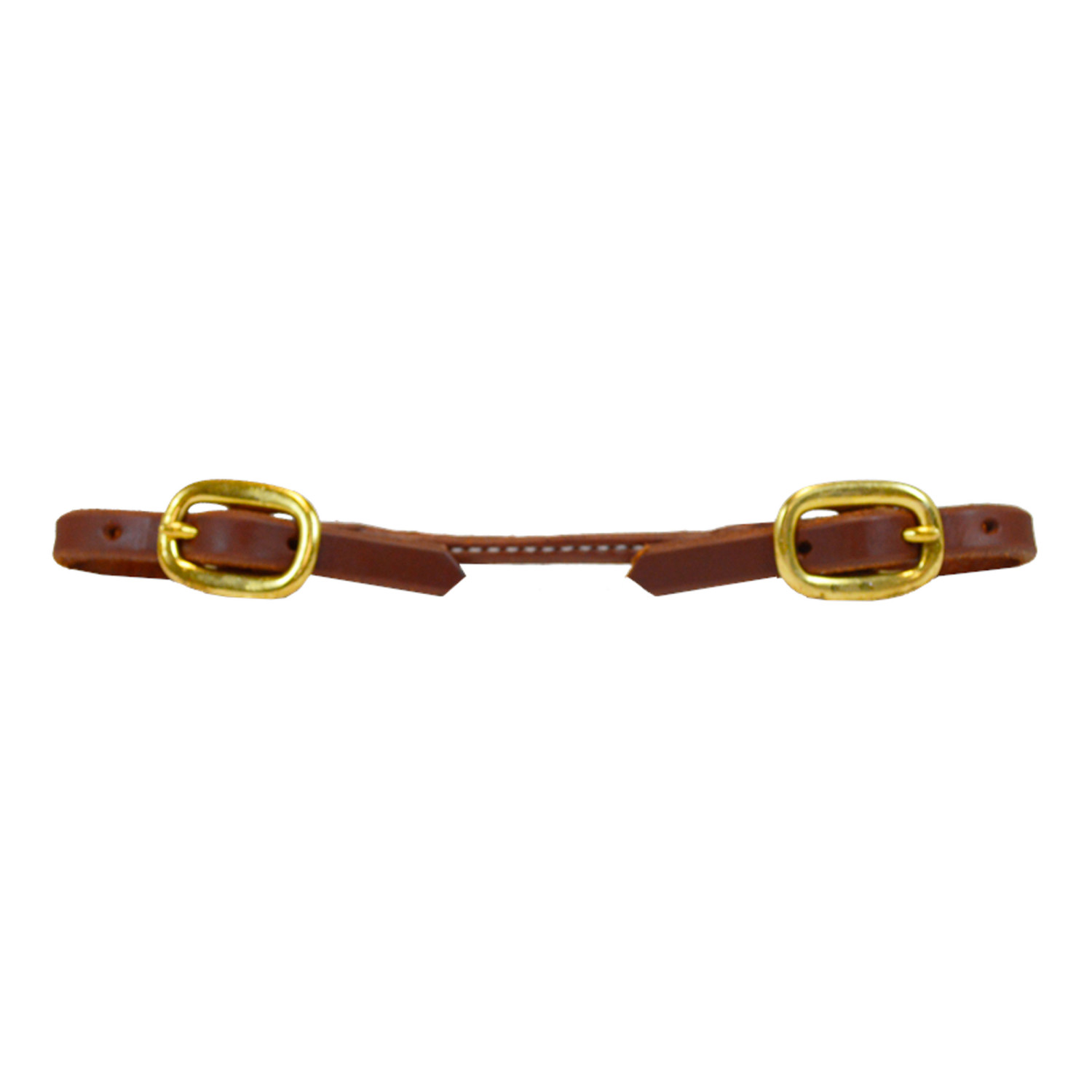 Rolled Harness Leather Curb Strap - Brass