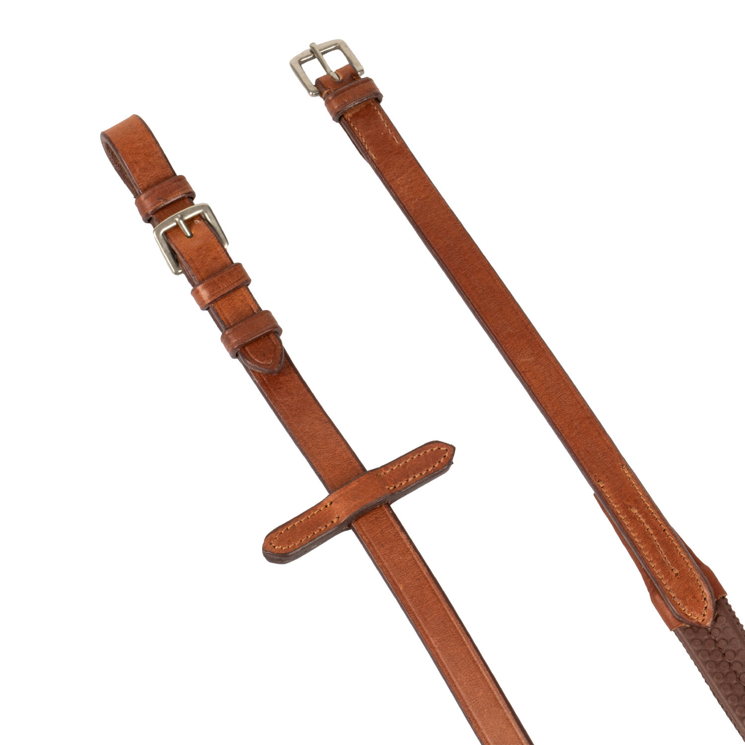 Kožené a gumové otěže Equestro se stříbrným kováním 1,6 cm