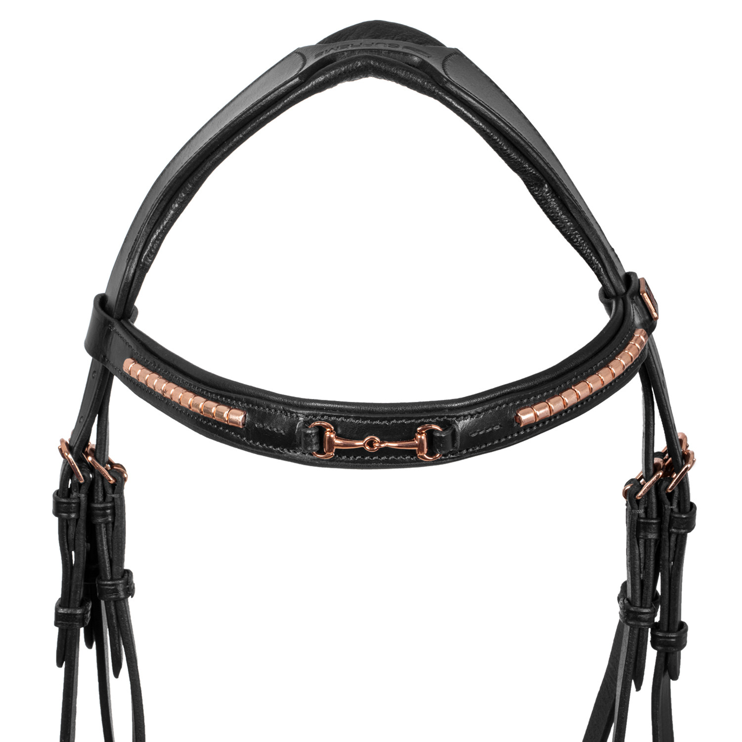 Kožená anglická uzdečka Supreme Rose Gold s ozdobou udidla