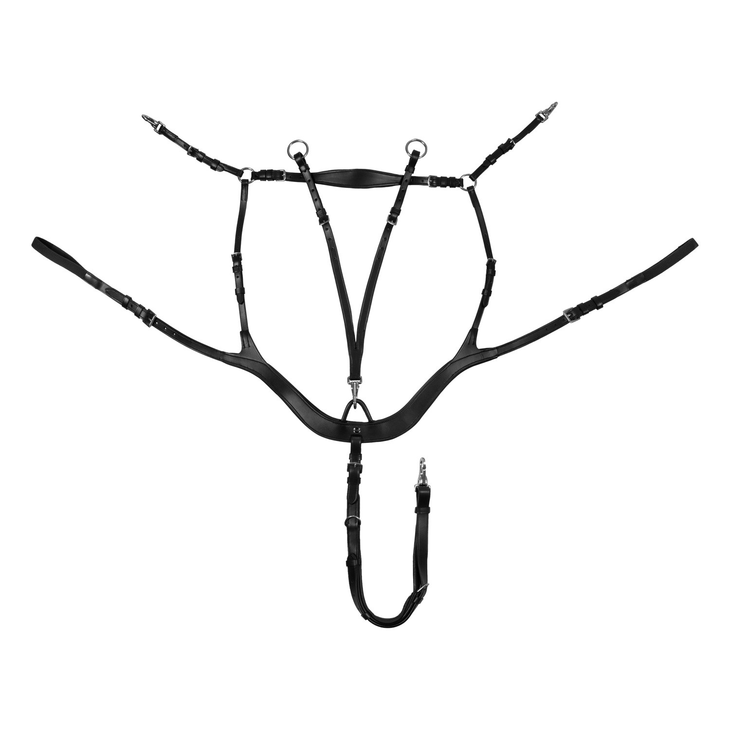 Anatomical leather hunting breastplate with removable martingale