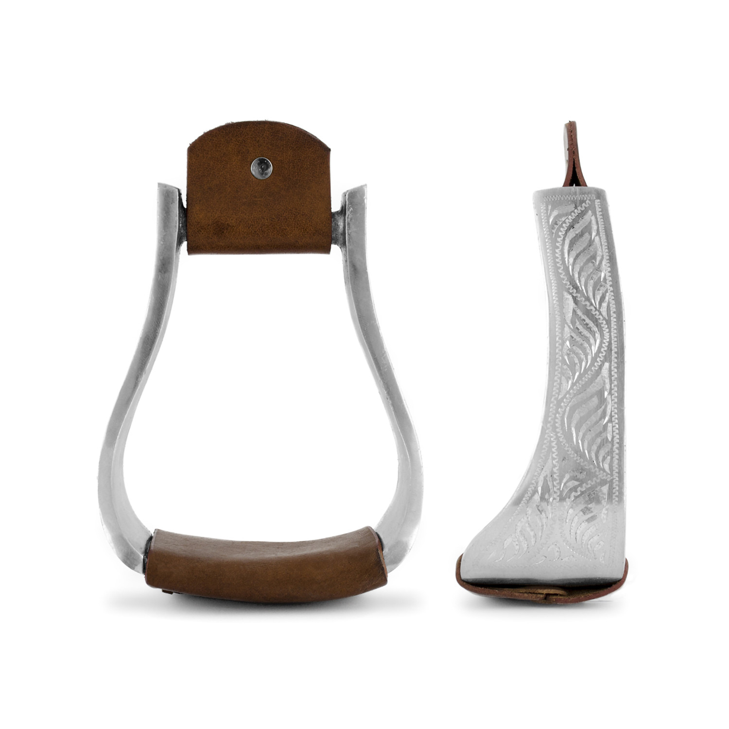 Eco Aluminum And Leather Western Tooled Stirrups