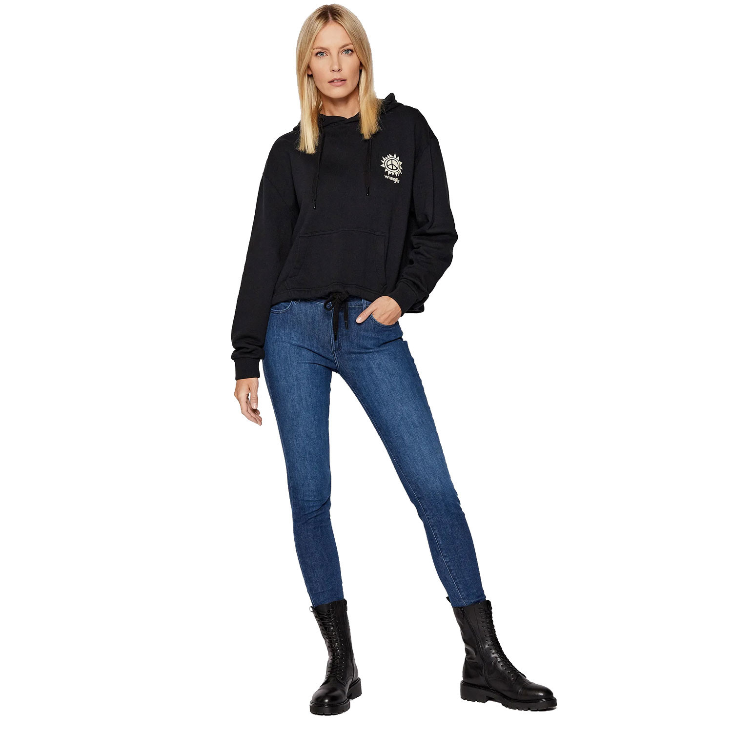 Dámské džíny Wrangler Skinny Authentic Blue Stretch – délka 32 – délka 32