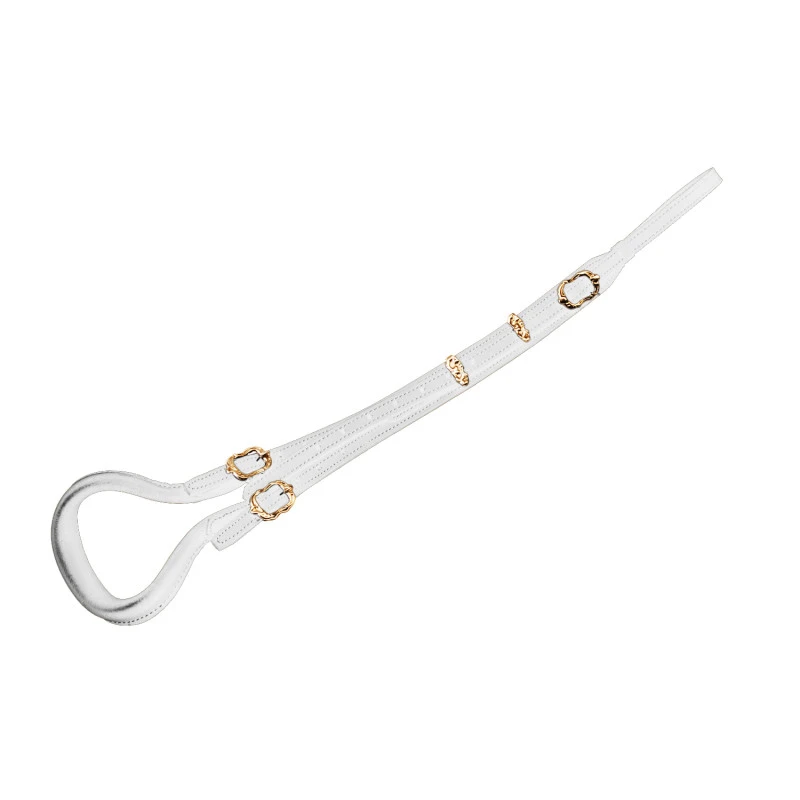 Suporte de cauda português com fivelas trabalhadas branco