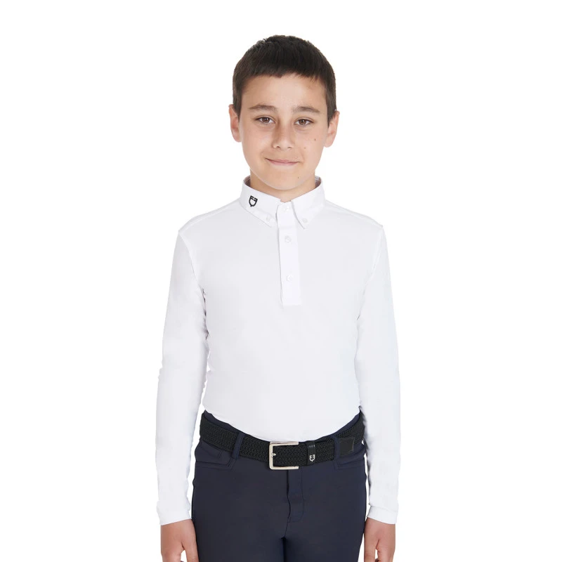 Polo de niño de concurso slim fit tres botones