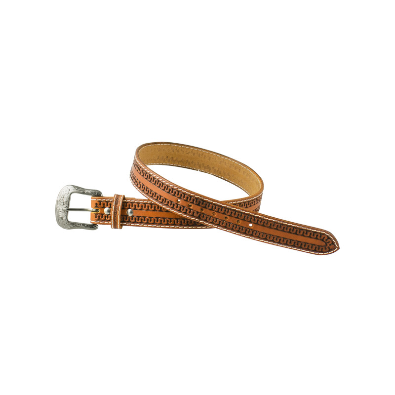 Pool'S Western Leather Belt With Snake Tooling