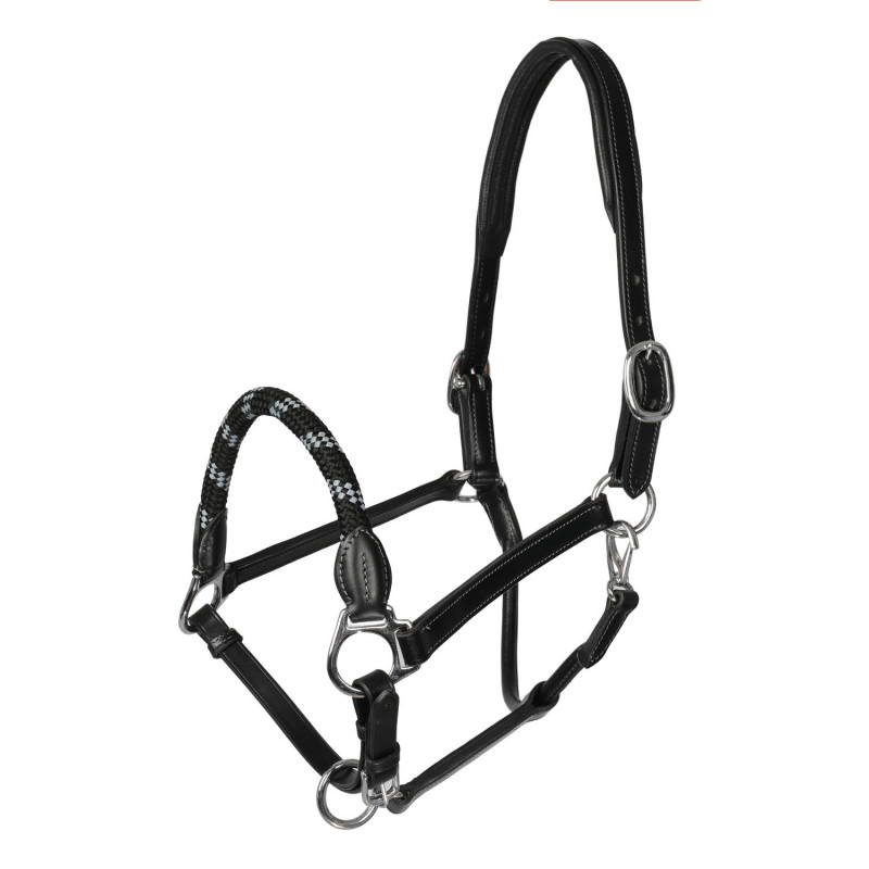 Halter anatomical leather rope noseband