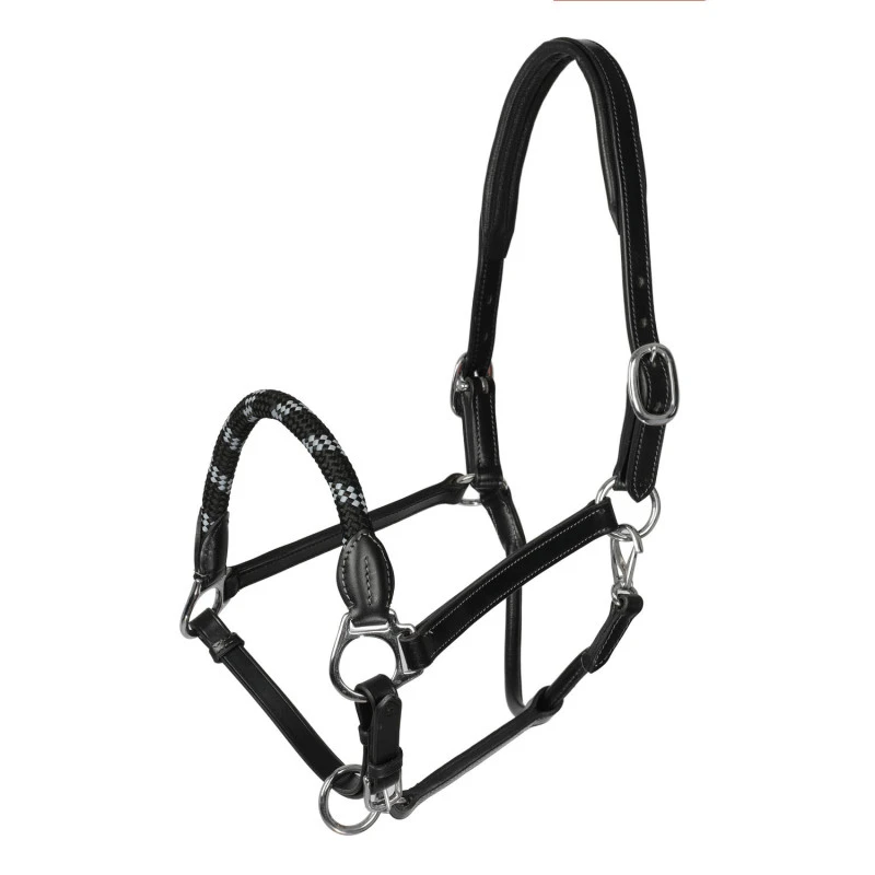 Halter anatomical leather rope noseband