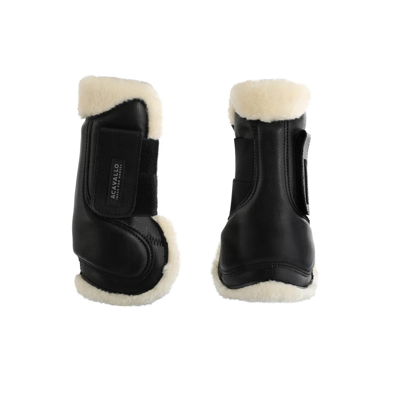 Jumping tendon boots faux sheepskin & hook-and-loop closure