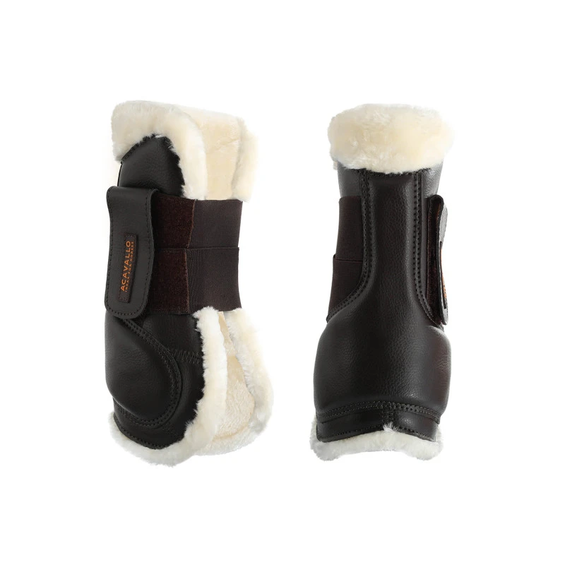 Jumping tendon boots faux sheepskin & hook-and-loop closure
