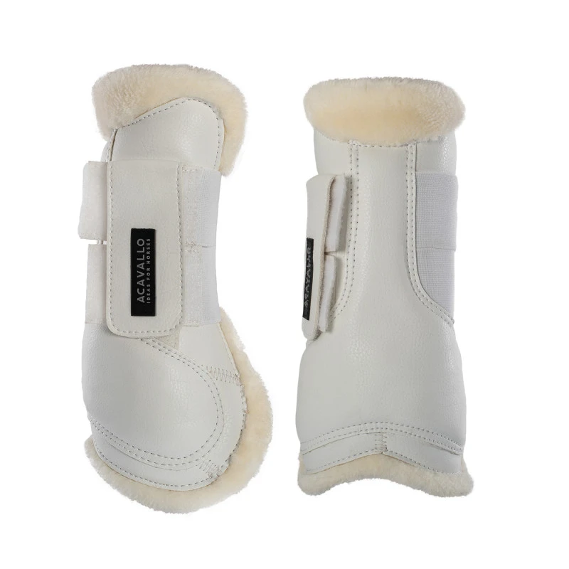 Jumping tendon boots faux sheepskin & hook-and-loop closure