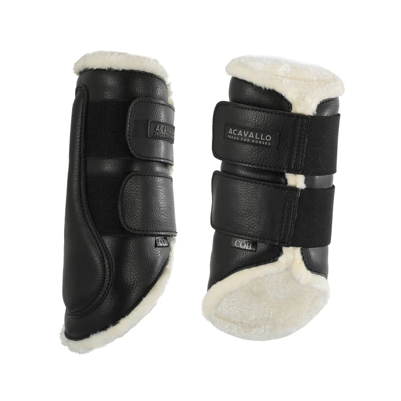 Front brushing boots faux sheepskin & hook-and-loop closure