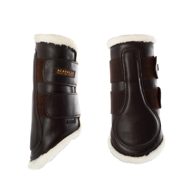 Front brushing boots faux sheepskin & hook-and-loop closure