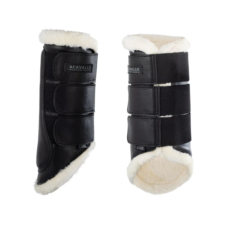 Hind brushing boots faux sheepskin & triple hook-and-loop closure