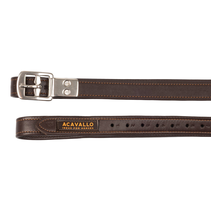 Calfskin stirrup leathers encased buckle