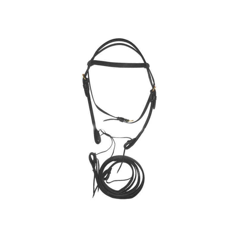 WESTERN DOUBLE LEATHER CROWNPIECE WITH REINS