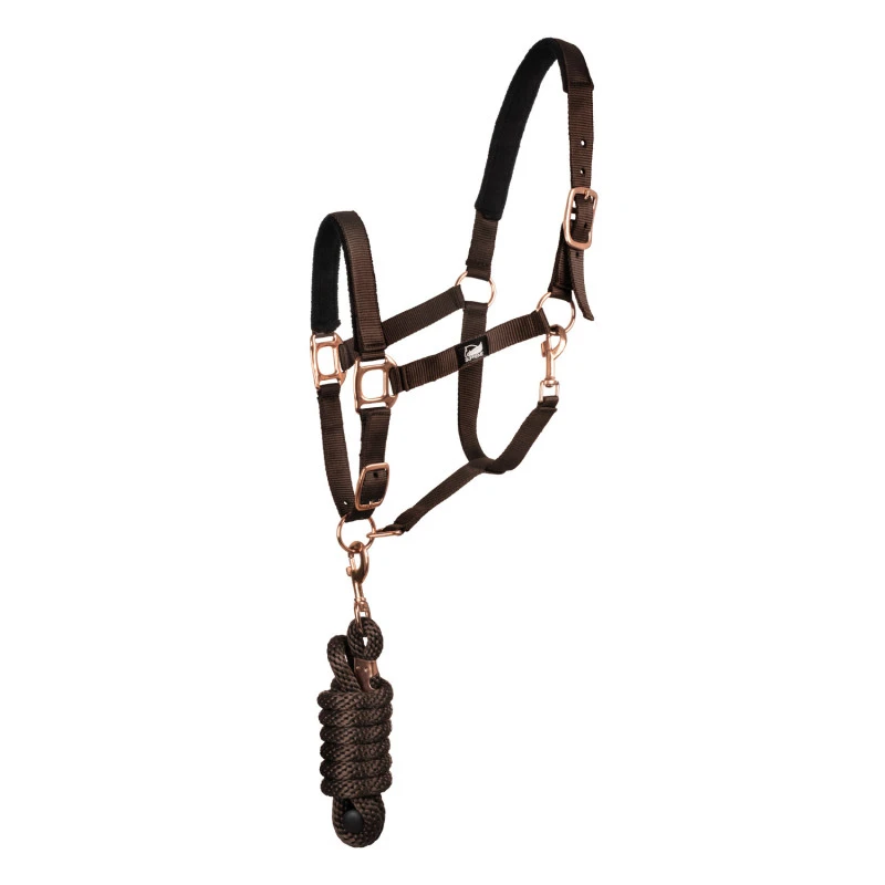ROSE GOLD LINE NYLON HALTER + LEAD