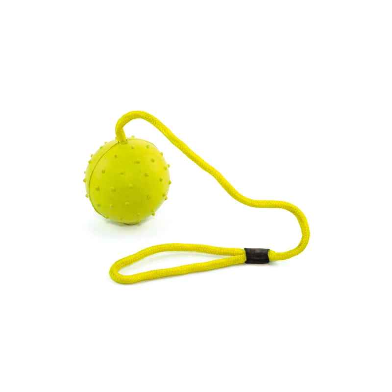 RUBBER BALL WITH ROPE 8.5 CM