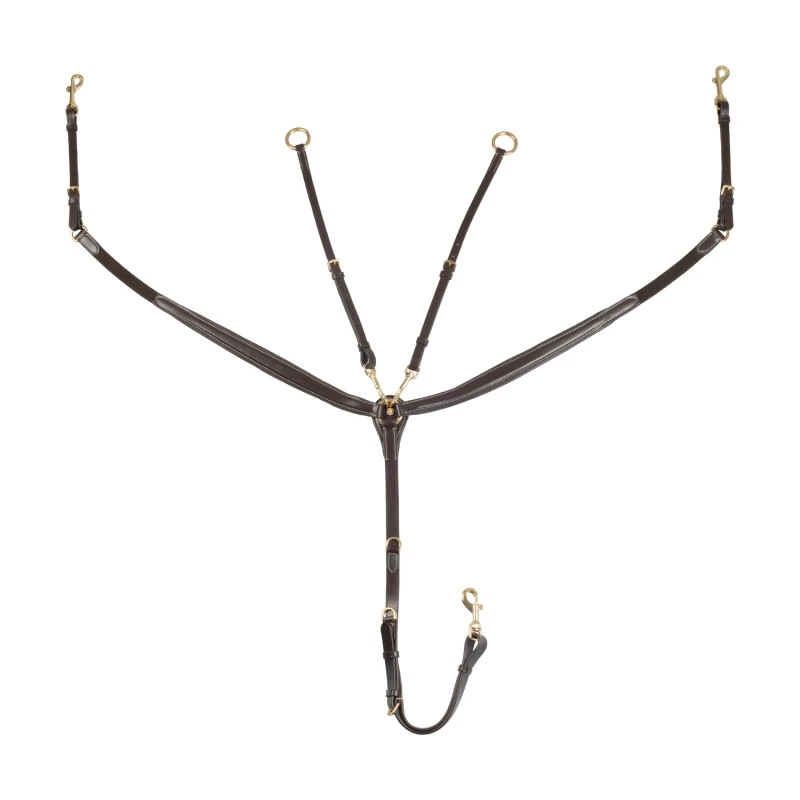 Tanned leather fork breastplate with steel buckles NEW