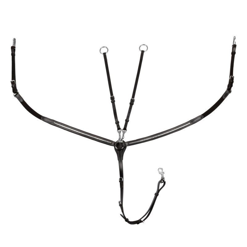 Tanned leather fork breastplate with silver clincher