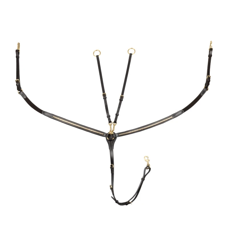 Tanned leather fork breastplate with brass clincher