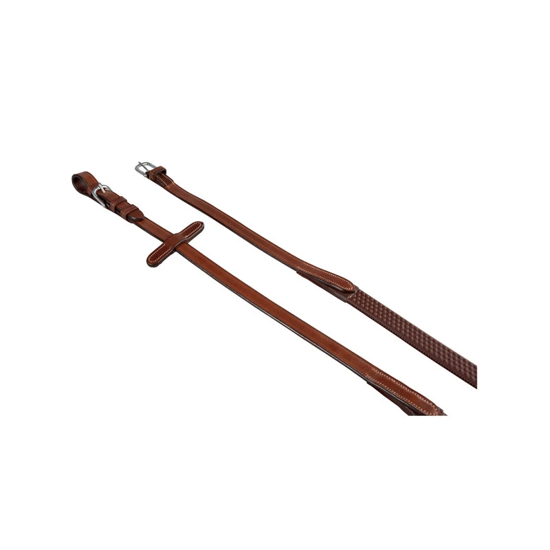 Leather and rubber reins for English bridle